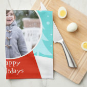 Snow Wereldbol Holiday Photo Kitchen Towel Theedoek (Quarter Fold)
