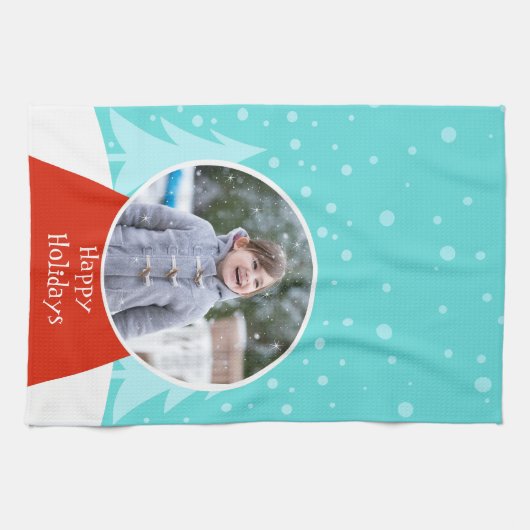 Snow Wereldbol Holiday Photo Kitchen Towel Theedoek (Horizontaal)