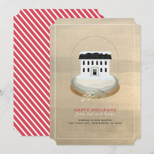 Snow Wereldbol House Gold Holiday Moving Announge Kaart