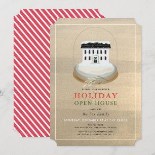 Snow Wereldbol House Gold Holiday Open House Kaart