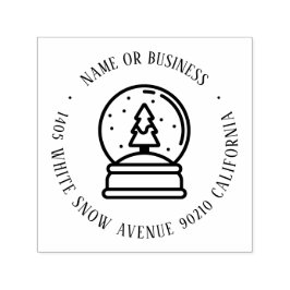 Snow Wereldbol Kerstmis-mailnaam en retouradres Zelfinktende Stempel