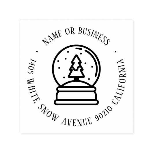 Snow Wereldbol Kerstmis-mailnaam en retouradres Zelfinktende Stempel (Design)