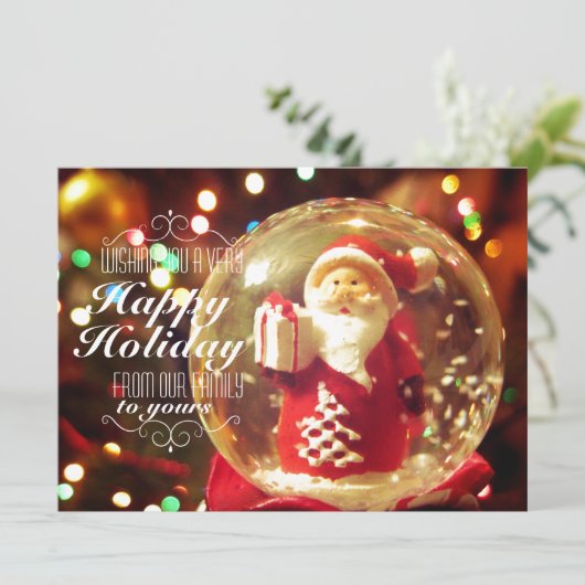 Snow wereldbol Santa Claus Feestdagenkaart (Staand voorkant)