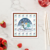 Snow Wereldbol Snowman Merry Kerstmis Napkins Servetten (Insitu)