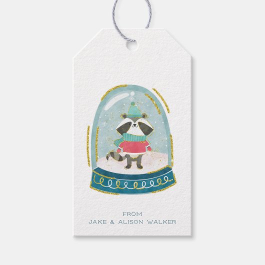 Snow Wereldbol wasbeer cadeau Labels Cadeaulabel (Voorkant)