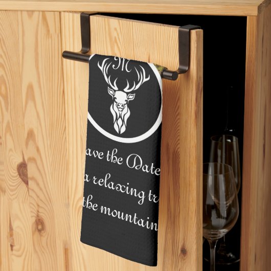 Snow White Buck Silhouette Monogram Foto Theedoek (Derde Gevouwen)