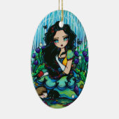 Snow White Forest Fairy Animal Art van Hannah Lynn Keramisch Ornament (Rechts)