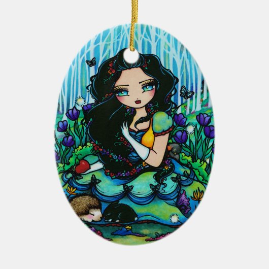 Snow White Forest Fairy Animal Art van Hannah Lynn Keramisch Ornament (Voorkant)