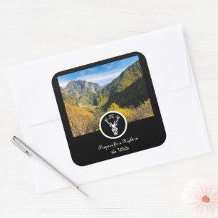 Snow White Stag Silhouette Monogram Foto Vierkante Sticker