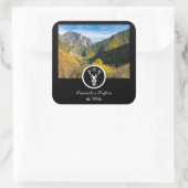 Snow White Stag Silhouette Monogram Foto Vierkante Sticker (Tas)