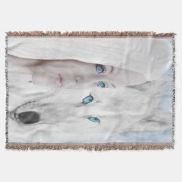 Snow White Wolf Lady Blue Eyes Deken