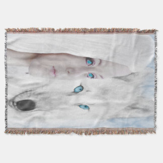 Snow White Wolf Lady Blue Eyes Deken