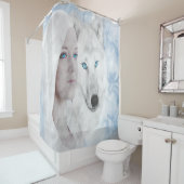 Snow White Wolf Lady Blue Eyes Douchegordijn (In situ)