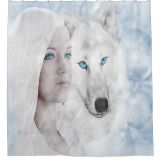 Snow White Wolf Lady Blue Eyes Douchegordijn