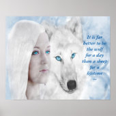Snow White Wolf Lady Blue Eyes Poster (Voorkant)