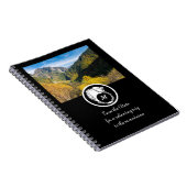 Snow White Wolf Silhouette Laurel Monogram Foto Notitieboek (Rechterzijde)