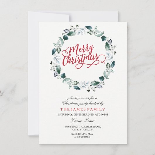 Snow White Wreath Merry Family Kerstparty Kaart (Voorkant)