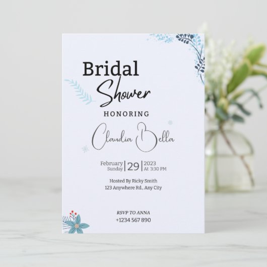 Snow Winter Bridal Shower-uitnodigkaart Kaart (Staand voorkant)