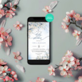 Snow Winter Dusty Blue Baby shower Kaart