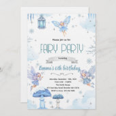 Snow winter fairy party invitation kaart (Voorkant / Achterkant)