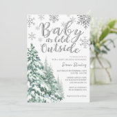 Snow Winter Forest Waterverf grijs Baby shower Kaart (Staand voorkant)