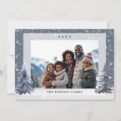 Snow Winter Pine Frameable Family Photo Christmas Feestdagenkaart (Voorkant)