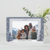 Snow Winter Pine Frameable Family Photo Christmas Feestdagenkaart (Staand voorkant)