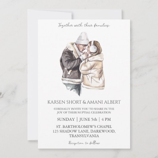 Snow Winter Wonderland huwelijksuitnodigingen Kaart (Voorkant)