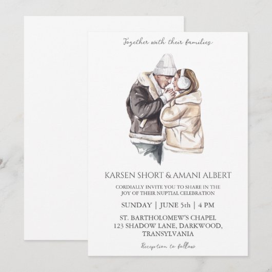 Snow Winter Wonderland huwelijksuitnodigingen Kaart (Voorkant / Achterkant)