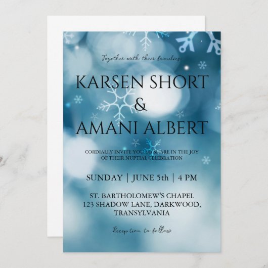 Snow Winter Wonderland huwelijksuitnodigingen Kaart (Voorkant / Achterkant)