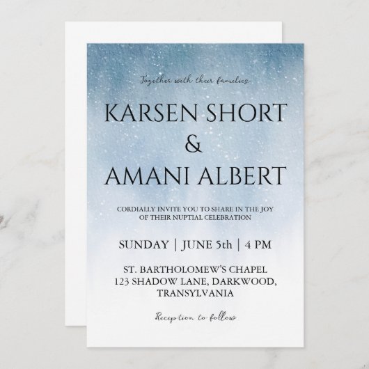 Snow Winter Wonderland huwelijksuitnodigingen Kaart (Voorkant / Achterkant)