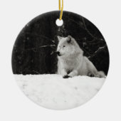 Snow Wolf Keramisch Ornament (Voorkant)
