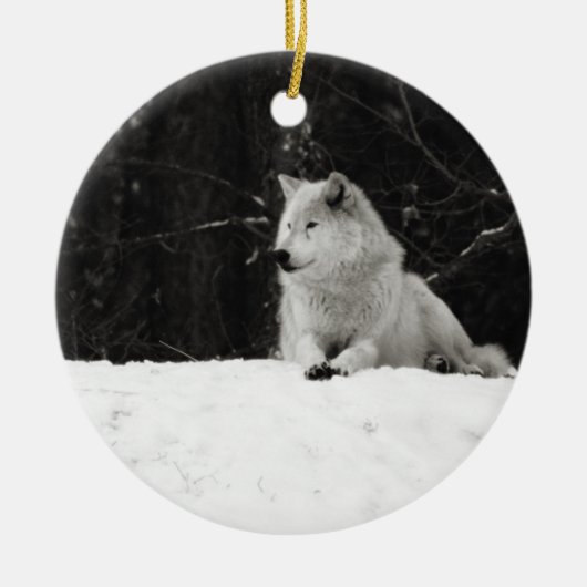 Snow Wolf Keramisch Ornament (Voorkant)