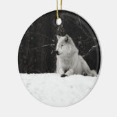 Snow Wolf Keramisch Ornament (Links)