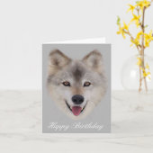 Snow Wolf Verjaardag Kaart (Gele Bloem)