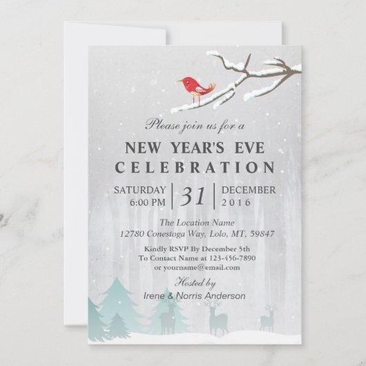 Snow Wonderland Uitnodiging Eve Party (Voorkant)