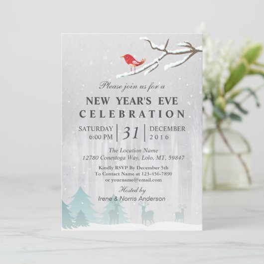 Snow Wonderland Uitnodiging Eve Party (Staand voorkant)