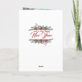 Snow Woodland Foxes Blue Modern Floral Feestdagen Kaart (Achterkant)