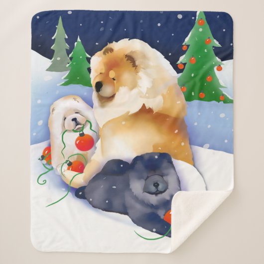 SNOWBABIES Chow 2020 Holiday SHERPA blanket Sherpa Deken (Voorkant)