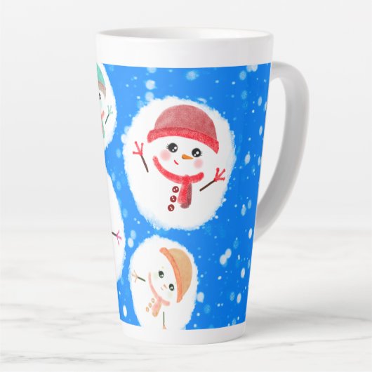 Snowball and Snowman Blue 2 Latte Mok (Rechterhoek)