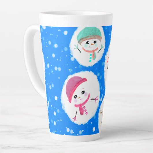 Snowball and Snowman Blue 2 Latte Mok (Linkerhoek)