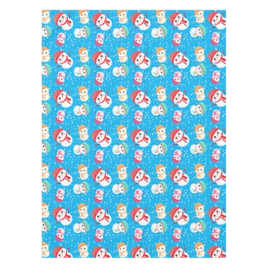 Snowball and Snowman Blue 2 Tafelkleed (Voorkant)