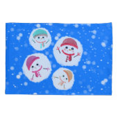 Snowball and Snowman Blue 3 Kussensloop (Achterkant)