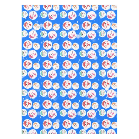 Snowball and Snowman Blue 3 Tafelkleed (Voorkant)