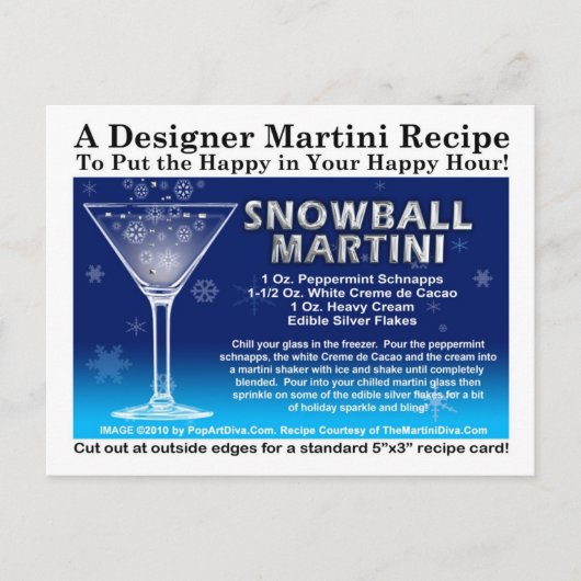 Snowball Christmas Martini Recept Briefkaart (Voorkant)