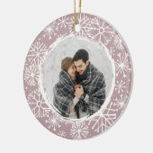 Snowball | Dubbele naam en jaarfoto Keramisch Ornament (Links)