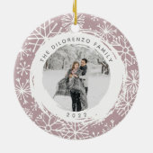 Snowball | Dubbele naam en jaarfoto Keramisch Ornament (Achterkant)