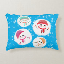 Snowball en Snowman Blue Accent Kussen