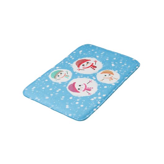 Snowball en Snowman Blue Badmat (Gekanteld)
