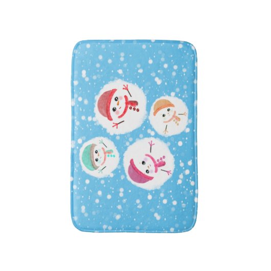 Snowball en Snowman Blue Badmat (Voorkant Verticaal)